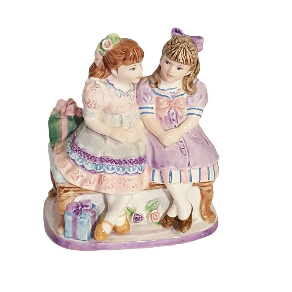 Vintage 1996 Lefton Best Friends Porcelain Music Box Thats What Friends Are For